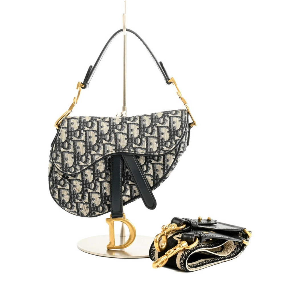 Christian Dior Saddle Shoulder Bag Navy Blue